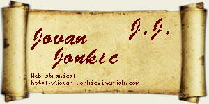 Jovan Jonkić vizit kartica